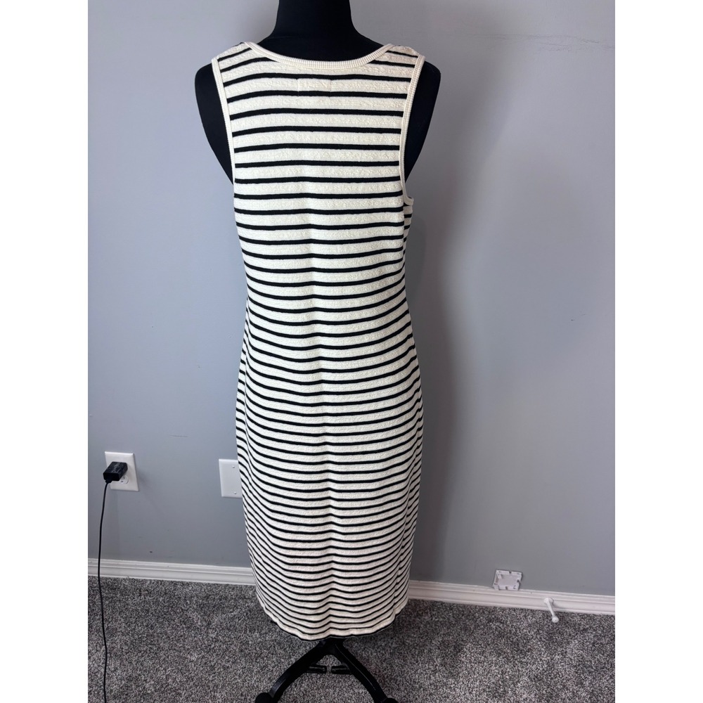 Thread & Supply  Striped Tank Midi Dress Black White‎ Knit Ribbed Sleeveless Med - Picture 8 of 15